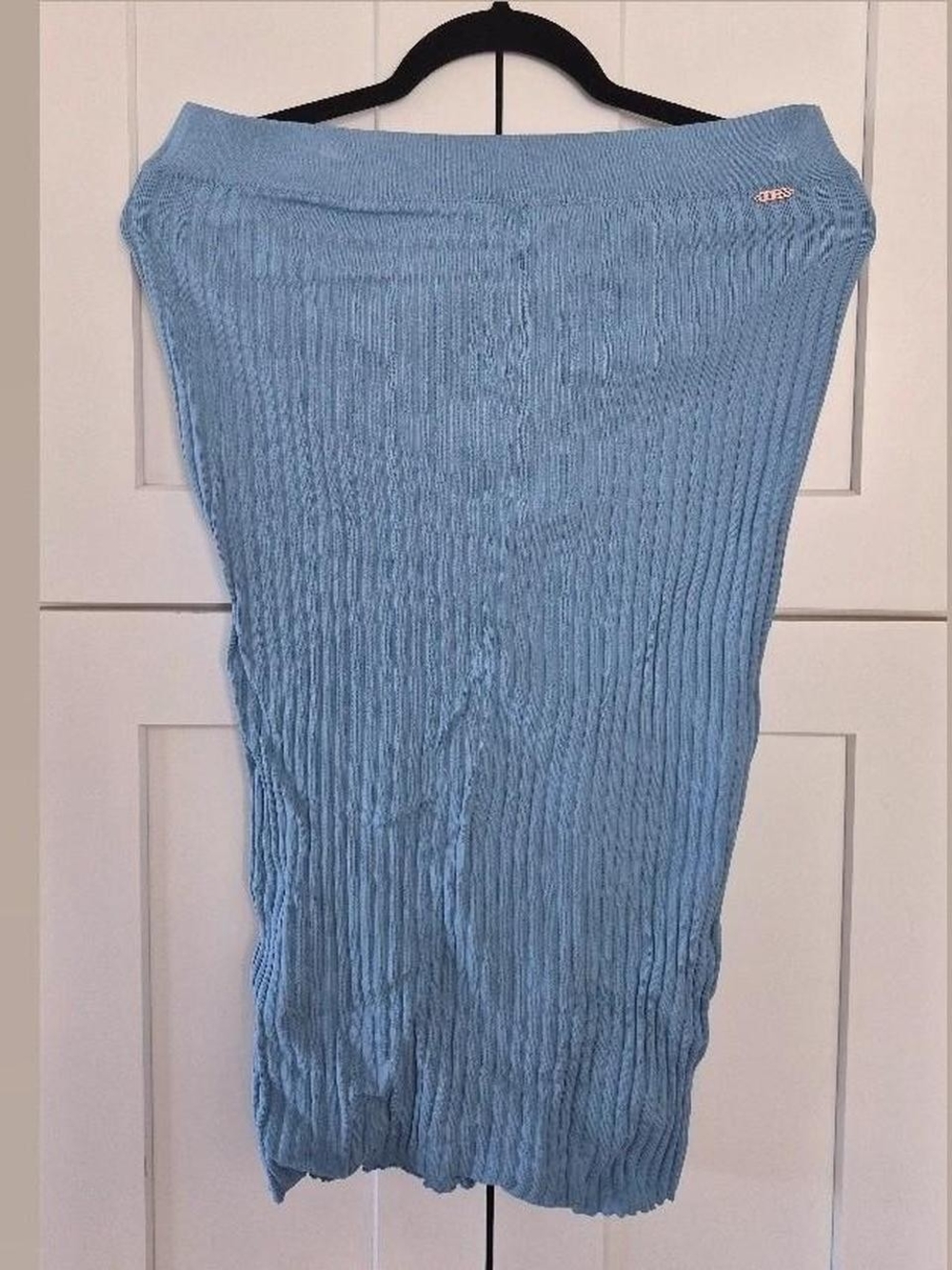 Guess Light Blue Ribbed Midi Skirt